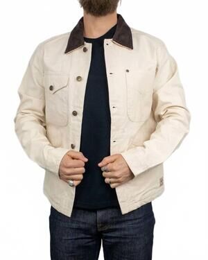 NEW IRON & RESIN bronson corduroy collar jacket in antique white